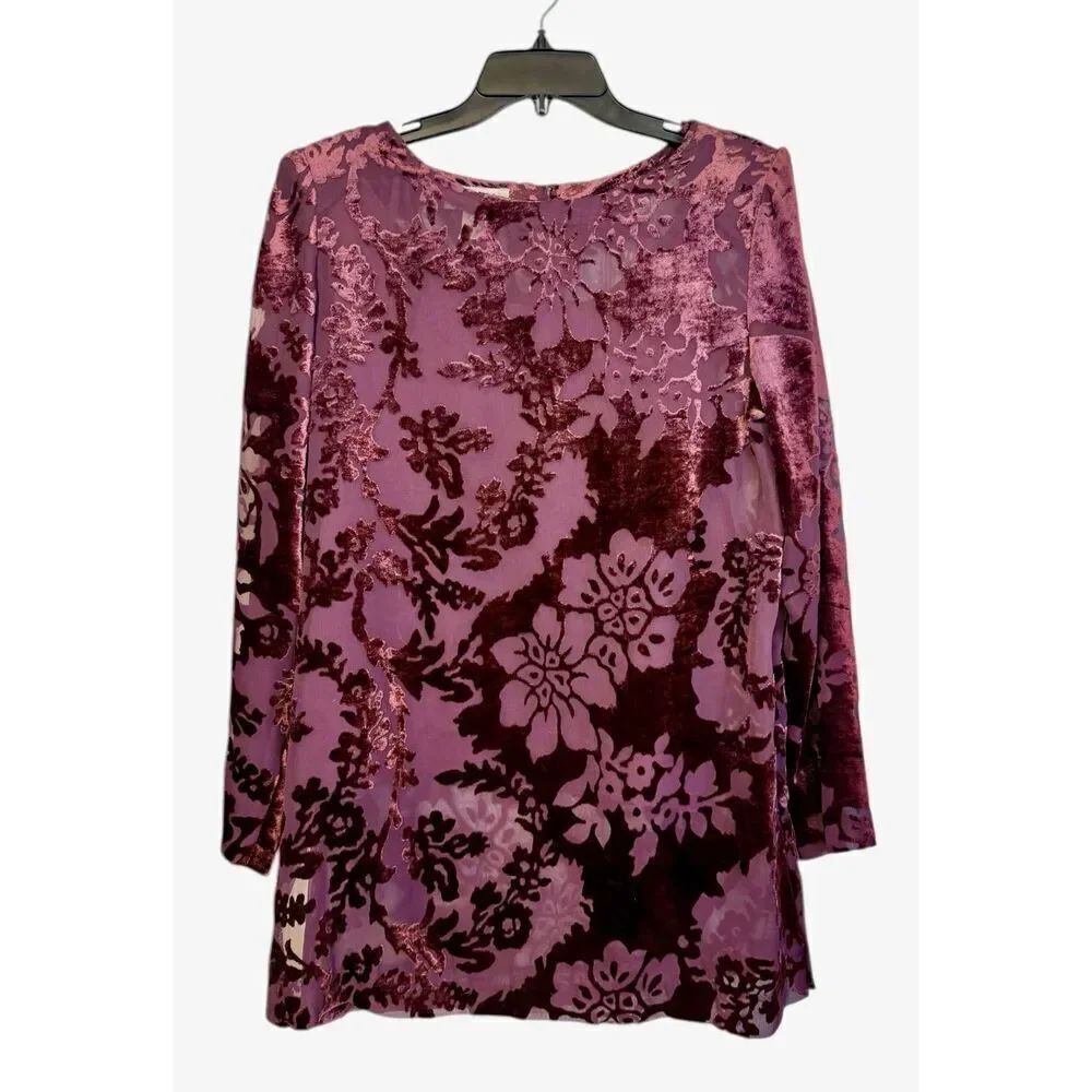NWT Adrianna Pappel Velvet Burnout Tunic Sheer Overlay Sz. 6